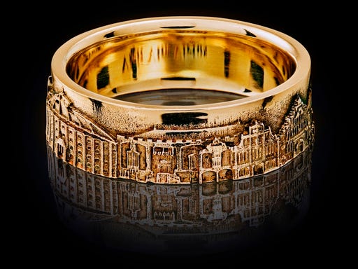 Haarlem City Jewels smalle gouden ring met monumentale gebouwen