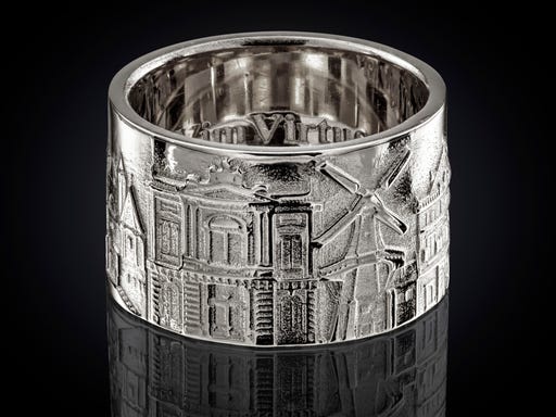 Zilveren Haarlem ring breed City Jewels Nederland Vicit Vim Virtus