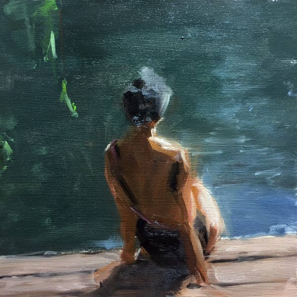 2020 | Woman sunbathing | 20 x 20 cm, oil painting